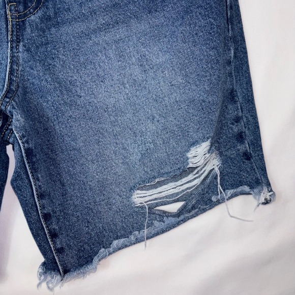 Bohme Denim Shorts Women's Size 27 Blue Distressed Ripped Raw Hem High‎ Rise - Picture 3 of 7